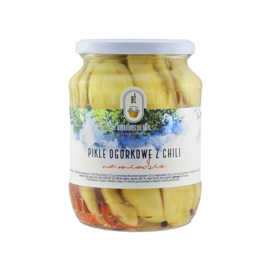 Pikle ogórkowe z chilli na miodzie 650g